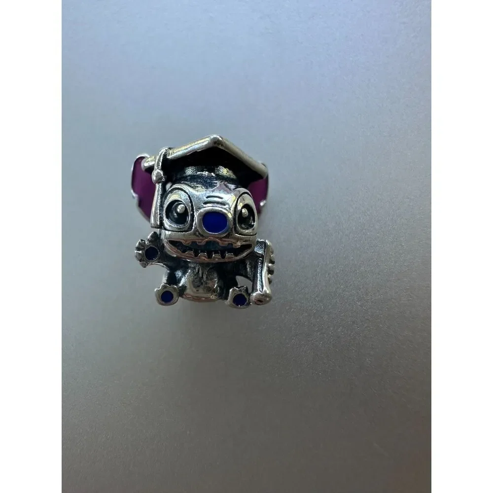 NWOT Stitch Graduation Silver Pandora FIT Charm